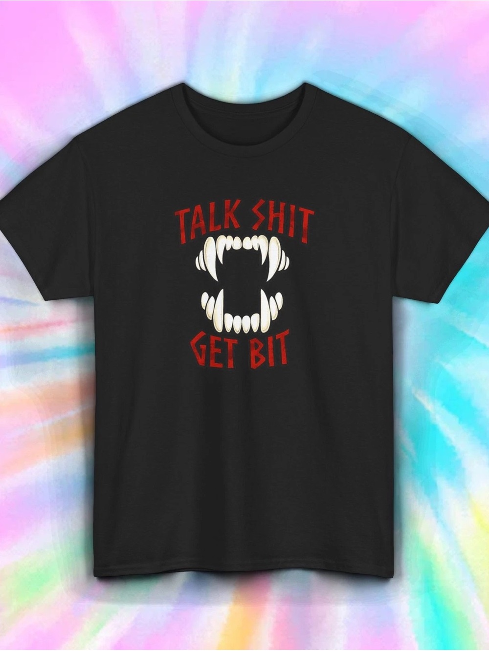 Men's Black Short-Sleeve Graphic Tee — Bold Fanged Design